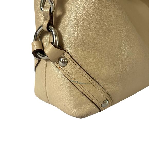 Coach Carly Hobo Bag Cream Silver Leather Shoulder Bag Metallic F15251 - Picture 11 of 14